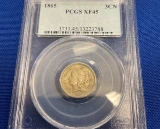 1865 PCGS XF45 3CN