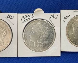 (3) MORGAN SILVER DOLLARS 1921, 1921-S