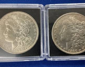 (2) MORGAN SILVER DOLLARS 1881, 1900