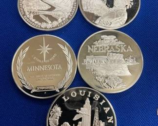 (5) 1 TROY OZ SILVER ROUNDS