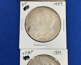(3) MORGAN SILVER DOLLARS 1888-O, 1889