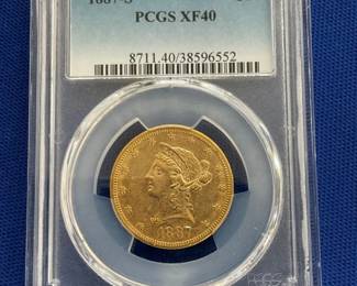 1887 S $10 PCGS XF40 GOLD LIBERTY HEAD