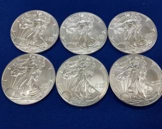 (6) UNC 2019 SILVER AMERICAN EAGLES