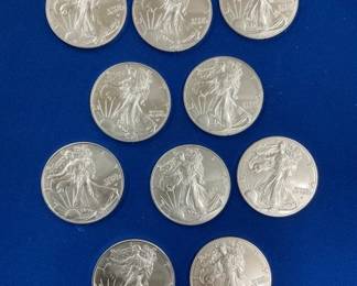 (10) 1921 UNC SILVER AMERICAN EAGLES