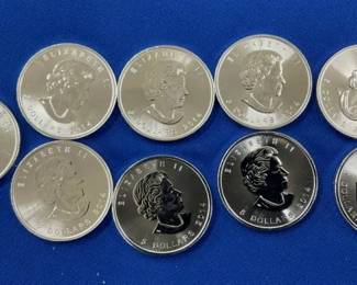 (9) UNC SILVER CANADIAN ROUNDS