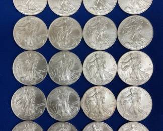 (20) UNC 2001 SILVER AMERICAN EAGLES