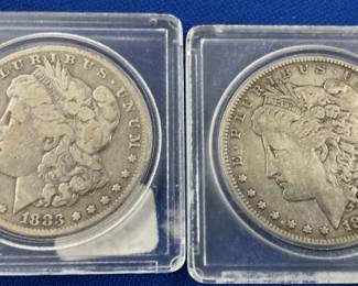 (2) MORGAN SILVER DOLLARS 1883-S, 1885
