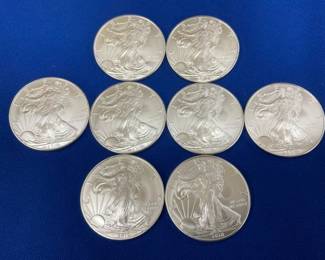 (8) UNC 2010 SILVER AMERICAN EAGLES