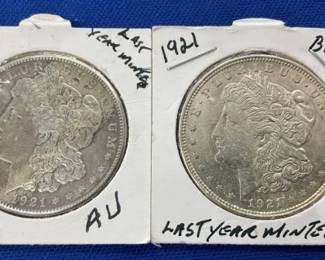 (2) MORGAN SILVER DOLLARS 1921S, 1921