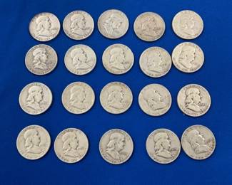 (20) 1950'S SILVER FRANKLIN 1/2'S