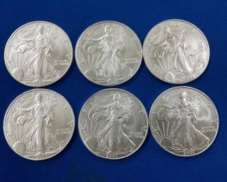 (6) 2007 UNC SILVER AMERICAN EAGLES