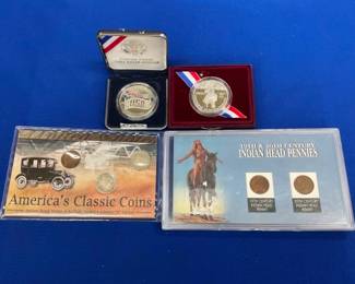 COLUMBUS, USO SILVER DOLLARS,INDIAN HEAD