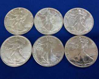 (6) UNC 1987 SILVER AMERICAN EAGLES
