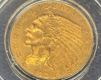 1909 $2 1/2 GOLD INDIAN HEAD