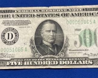 1934A $500 BILL CLEVELAND OH