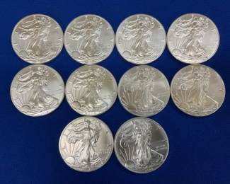 (10) UNC 2016 SILVER AMERICAN EAGLES