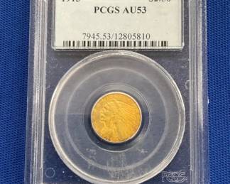 1913 PCGS AU53 $2.50 GOLD INDIAN HEAD