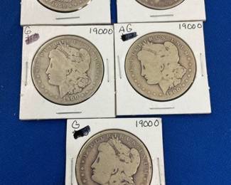 MORGAN SILVER DOLLARS (5) 1900-O