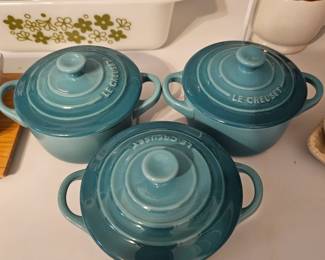 Le Creuset Pots with Lids in Aqua Color