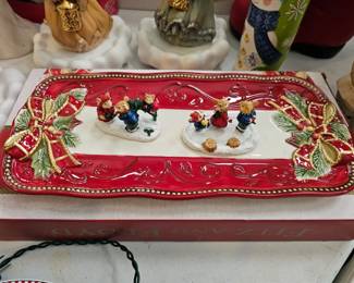 1993 Family Tree Festival Beloved Mouse Mervyns Christmas Village Squares &1993 Mervyns Christmas Village Square Accessory Ice Skating Mice Vintage Holiday