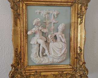 Antique Alt Meissen Wall Art, Rococo Style, Portrait Porcelain Figurine Germany 1930