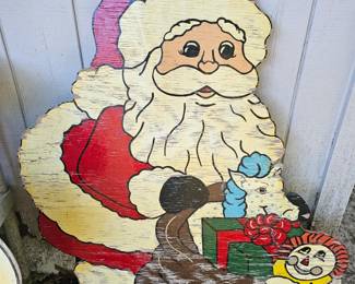 Painted Santa Yard Art