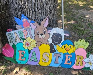 Painted Easter Yard Art