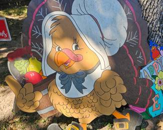 Painted Thanksgiving Yard Art
