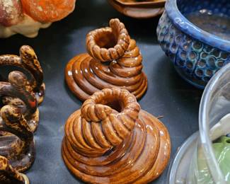 Pair of Ceramic Cornucopia Candle Holders 