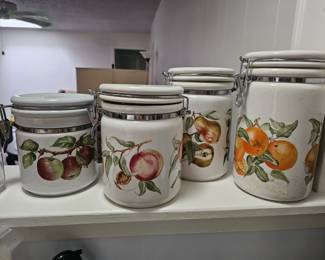 Vintage Canister Set with Fruit Motif 