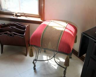 French Iron Stool / Ottoman, Magazine Rack
