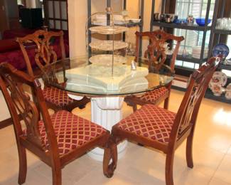 4 Dining Chairs, Glass Top Table