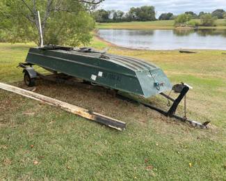 FLAT BOTTOM BOAT AND TRAILER