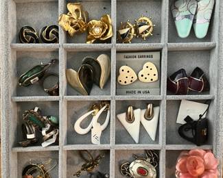 tray of earrings