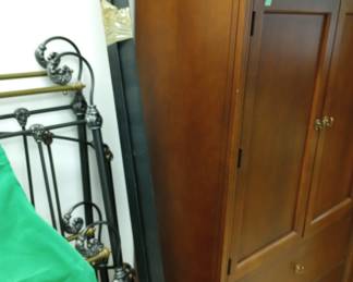 Two 2 Metal Twin Bed Frames, and An American Style Federal Style Entertainment Cabinet, 