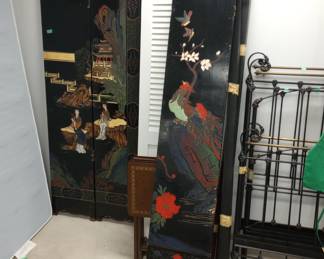 A Portion of an 8 Panel Asian Room Divider Screen, Each Side Is Different, rare in this large size, gorgeous, 