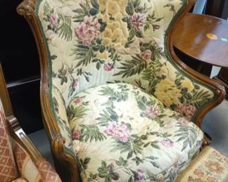 Finely Carved Antique French Salon Chair, 