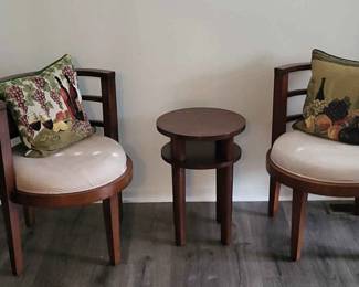 Contemporary Chairs And Side Table With Pillows