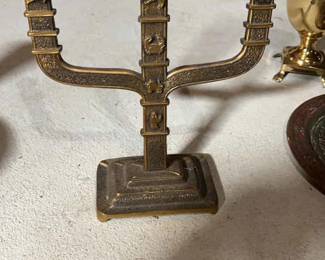 Brass Server Set Cup And Brass Candle Holder Sliversmiths Bowl And Cups