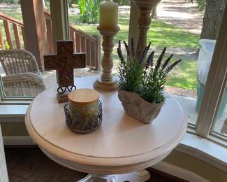 White Round Table w/Decor