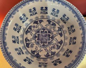 13 3/8” Chinese Blue Canton large serving bowl with stand