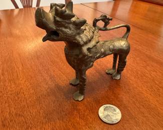 Antique Kylin Tibetan bronze guardian foo dog