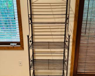 24” wide x 72” tall iron bakers rack with pewter finish 