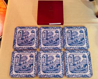 Spode Blue Italian coaster set with box