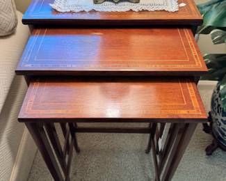 Antique inlaid nesting tables
