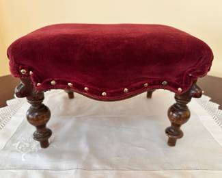 Very cute antique velvet upholstered footstool