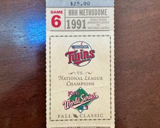 1991 Game 6 World Series ticket stub