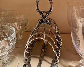 Antique silver plate toast stand