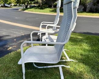 Three vintage Lloyd Loom highback wicker & metal cantilever chairs.  These will be sold individually 