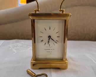 Vintage Garrard & Co. London W1 brass carriage clock with original key
